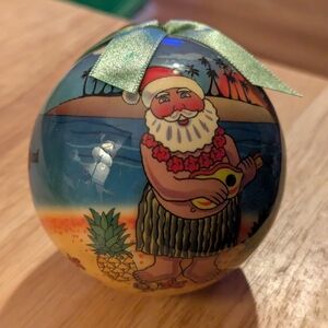 Galveston Island Texas Souvenir Ukulele Santa  Christmas Ornament